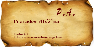Preradov Alóma névjegykártya